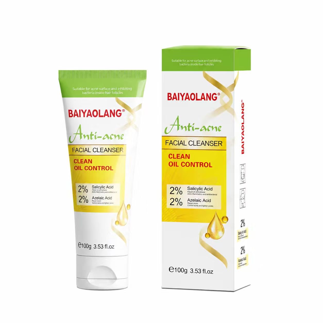 1、白底 BAIYAOLANG Anti-acne Facial Cleanser - Image 1